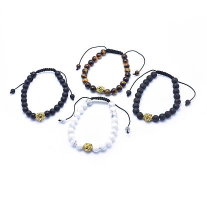 Браслеты из нейлонового шнура с бусинами, с бусинами из сплава, драгоценный камень бисер / стеклянные бусины, гладкая поверхность и матирование