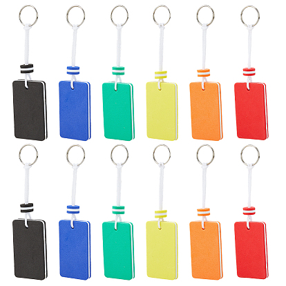 12шт. 6 цвета брелоки-подвески из ЭВА, с брелоки железа, прямоугольные, платина