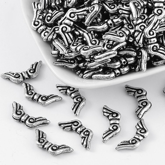 Antique Silver Plated Acrylic Beads, Angel Wing Beads for Jewelry Making and Crafting