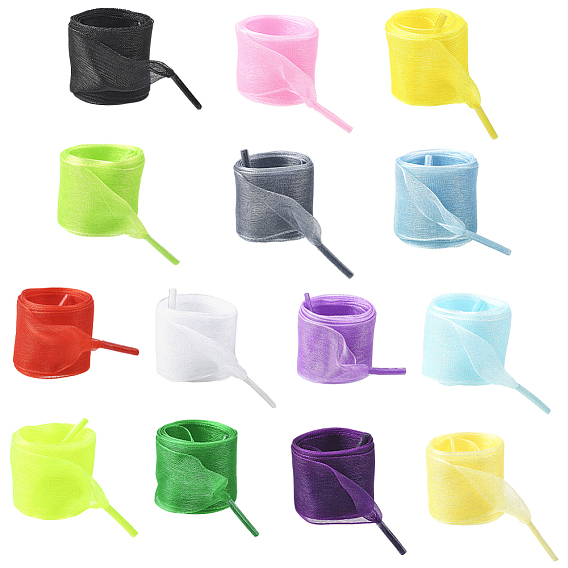 14 пары 14 цвета органза шнурки, для обувной фурнитуры