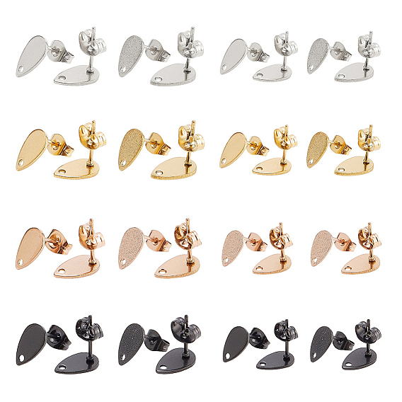 32 шт 16 стиль 304 серьги-гвоздики из нержавеющей стали, с отверстием, слеза