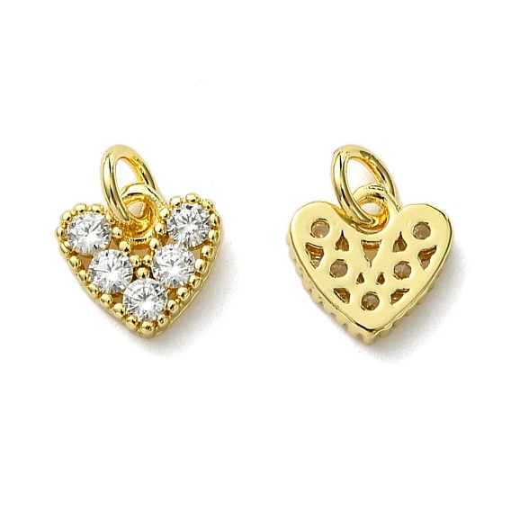 Латунные микро проложить кубического циркония подвески, сердце прелести, без кадмия и без свинца, стойки покрытие, долговечный, с целью перехода в кольце