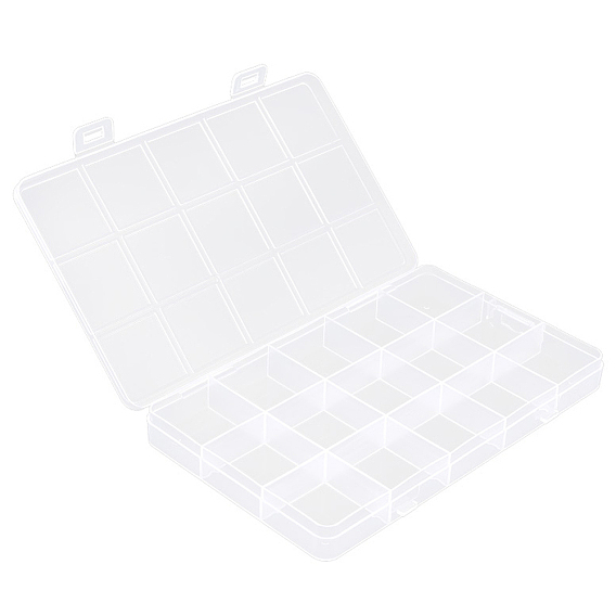 1Контейнеры для хранения гранул из полипропилена (ПП), 15 отделения для ящиков-органайзеров, прямоугольник с крышкой