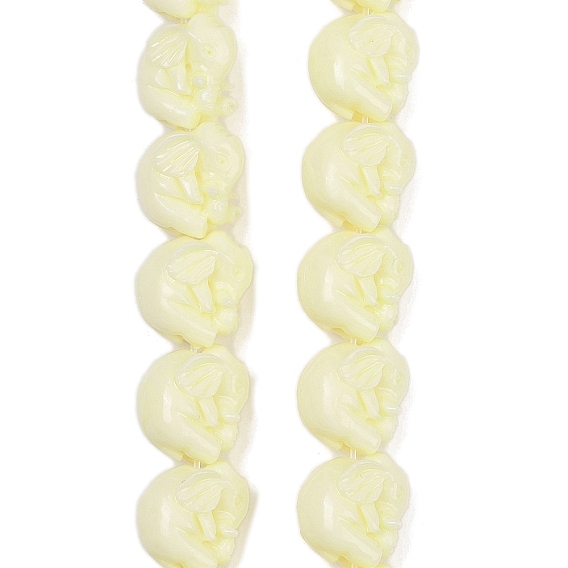 Нити резных бусин из синтетического коралла, слон