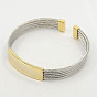 Trendy Men's Torque Bangles, 304 Stainless Steel Rope ID Bangles, with Metal Findings, 58mm