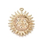 Brass Micro Pave Clear Cubic Zirconia Pendants, Sun Face Charms