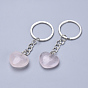 Natural Gemstone Keychain, with Iron Findings, Heart