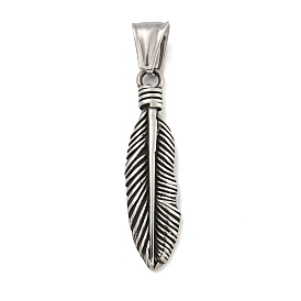 316 Surgical Stainless Steel Pendants, Feather Charm