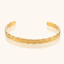 Adjustable Twisted Braid Stainless Steel 18K Gold Plated Bracelet for Women