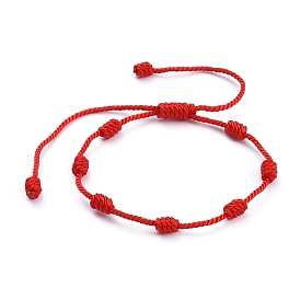 7 bracelets porte-bonheur à nœud, bracelets de perles tressées en nylon réglable, bracelets ficelle rouge