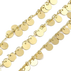 Латунные цепи с покрытием стойки, с плоскими круглыми прелести, долговечный, без никеля , пайки, с катушкой
