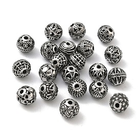 Ретро 316 хирургические бусины из нержавеющей стали, круглые, ручная полировка