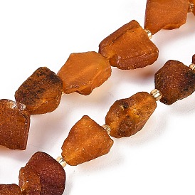 Raw Rough Natural Amber Beads Strands, Nuggets, with Seed Beads