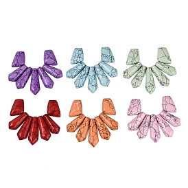 Synthetic Turquoise Graduated Beads Strands, Bullet and Trapezoid, Coffin Beads, Dyed, Top Drilled