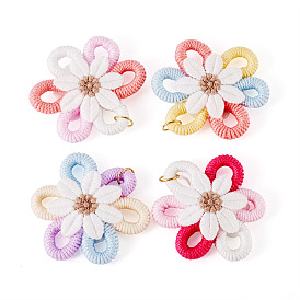 4шт тканевые цветочные подвески, с 304 кольцами из нержавеющей стали