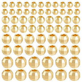 160 шт. 4 стили латунные бусины-проставки, круглые, граненые