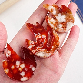 Natural Red Cherry Blossom Agate Carved Healing Fire Figurines, Reiki Energy Stone Display Decorations