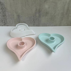DIY Heart Shape Candlestick Silicone Molds, Candle Holder Molds, for Resin, Gesso, Cement Craft Making