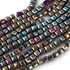 Galvaniques perles d'hématite synthétique non magnétique brins, facette, demi-plaqué, carrée