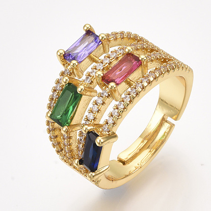 Adjustable Brass Micro Pave Cubic Zirconia Finger Rings