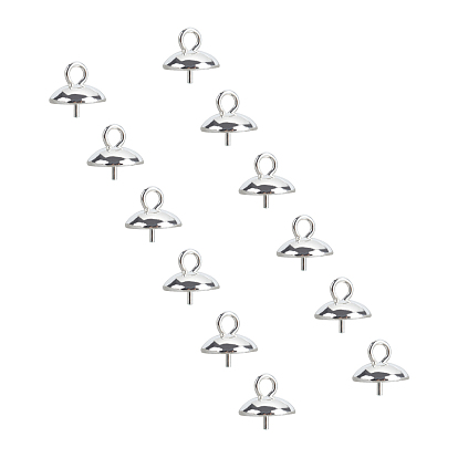 Ion Plating(IP) 304 Stainless Steel Cup Pearl Peg Bails Pin Pendants, For Half Drilled Beads