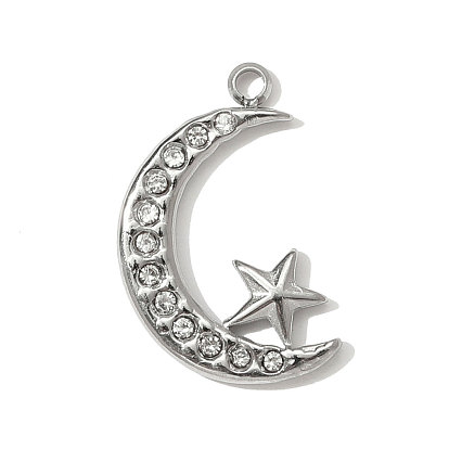 Подвески-луны из нержавеющей стали со стразами