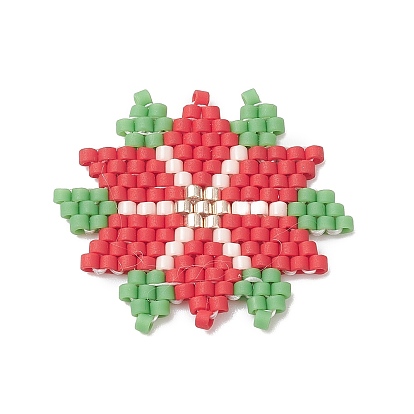 Handmade MIYUKI Japanese Seed Loom Pattern Seed Beads, Snowflake Pendants for Christmas