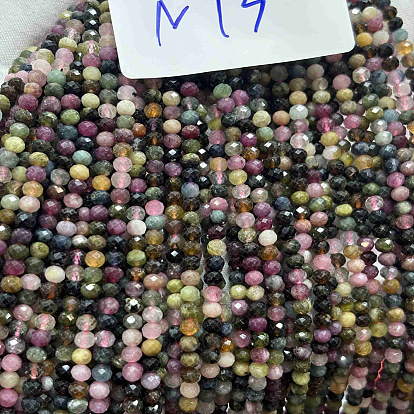 Natural Tourmaline Beads Strands, Faceted, Rondelle, Grade A