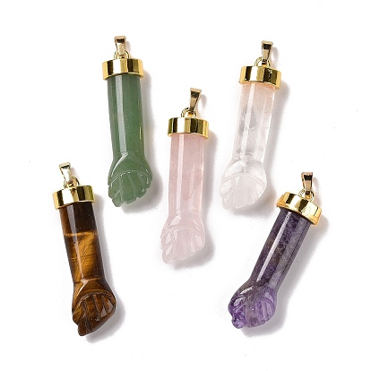 Драгоценный камень подвески, с латунной фурнитурой , форма кулака