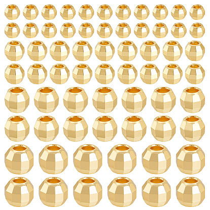 160 шт. 4 стили латунные бусины-проставки, круглые, граненые