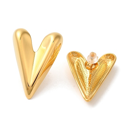 304 Stainless Steel Stud Earrings, for Women, Heart