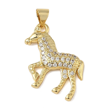 Латунные микропаве прозрачные подвески с фианитом, лошади прелести