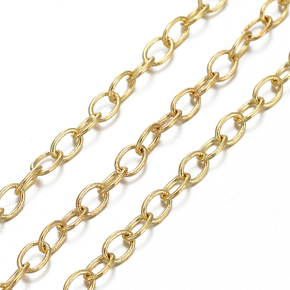 Brass Cable Chains, Unwelded, with Spool, Oval, Cadmium Free & Lead Free