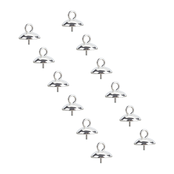 Ion Plating(IP) 304 Stainless Steel Cup Pearl Peg Bails Pin Pendants, For Half Drilled Beads