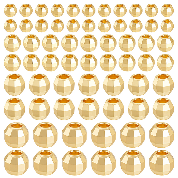 160 шт. 4 стили латунные бусины-проставки, круглые, граненые