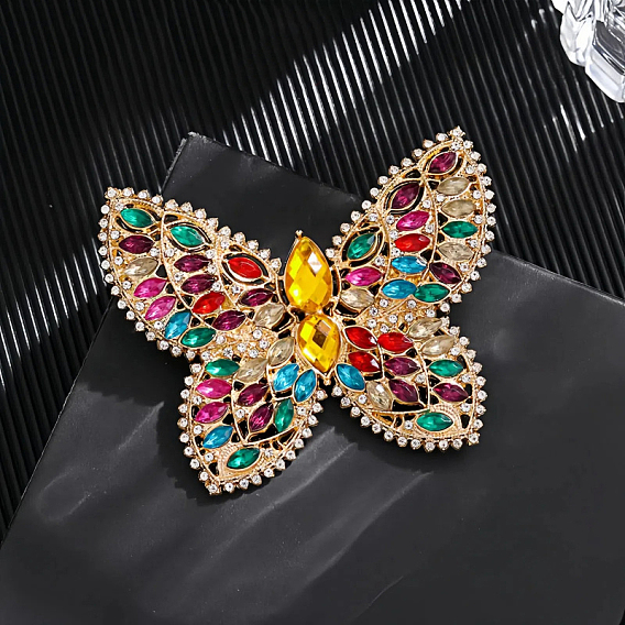 Значки со стразами из сплава для одежды, бабочка