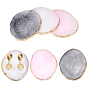 6Pcs 3 Colors Oval Resin Palette, with Gold Covered Edge, Nail Art Tool