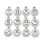 Brass Pendant Sets, with Jump Rings, Long-Lasting Plated, Flat Round with 12 Constellation/Zodiac Sign