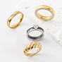 304 Stainless Steel Rhinestone Finger Rings for Women
