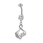 Piercing Jewelry, Brass Cubic Zirciona Navel Ring, Belly Rings, with 304 Stainless Steel Bar, Lead Free & Cadmium Free