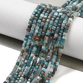 Natural Blue Apatite Beads Strands, Faceted Table Cut Cube