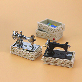 Miniature Sewing Machine & Sewing Tool Storage Boxes, for Dollhouse Decor