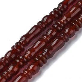 Natural Carnelian(Dyed & Heated) Beads Strands, Texture Tube, Islamic Prayer Beads for Rosary