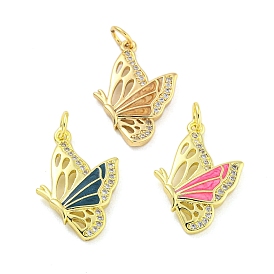 Real 18K Gold Plated Brass Micro Pave Cubic Zirconia Pendants, Butterfly