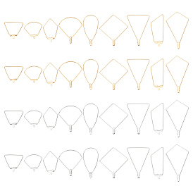 54 шт. 18 стиль 304 подвески из нержавеющей стали, обручание серьги, трапеция и веер и многоугольник и воздушный змей и ромб