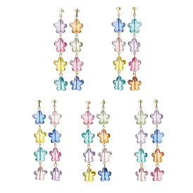 Acrylic Dangle Earrings, with 304 Stainless Steel Earring Hooks, Flower