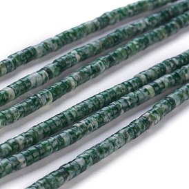 Природный камень зеленого пятна бисер нитей, Heishi бусы, Плоский круглый / диск