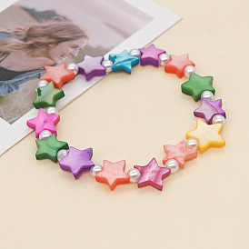Colorful Natural Shell Star Handmade Beaded Bracelet for Women