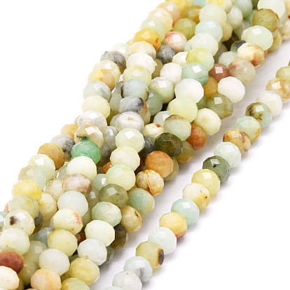 Brins de perles d'amazonite de fleurs naturelles, facette, rondelle