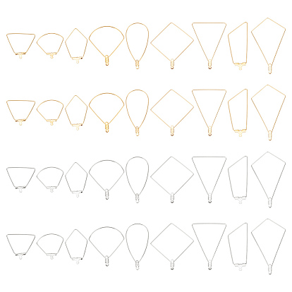 54 шт. 18 стиль 304 подвески из нержавеющей стали, обручание серьги, трапеция и веер и многоугольник и воздушный змей и ромб